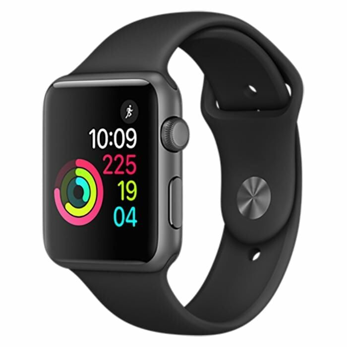 apple watch 2 caixa cinzento sideral bracelete desportiva preta