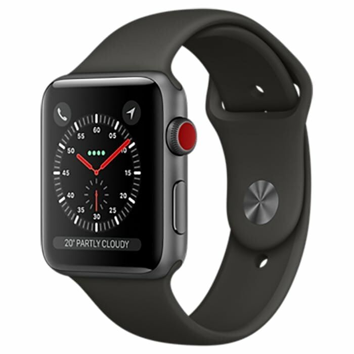 apple watch 3 caixa cinzento sidera bracelete desportiva cinza celular