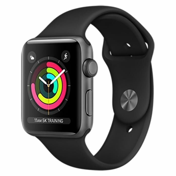 apple watch 3 caixa cinzento sidera bracelete desportiva preta 1