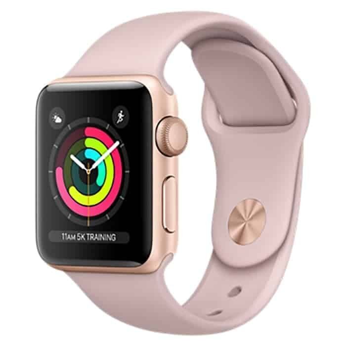 apple watch 3 caixa dourado bracelete desportiva rosa areia