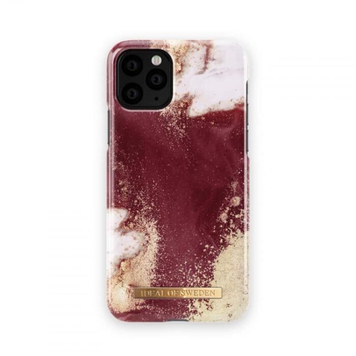 IS iPhone 11 Pro X Xs Fashion Case Golden Burgundy Marble