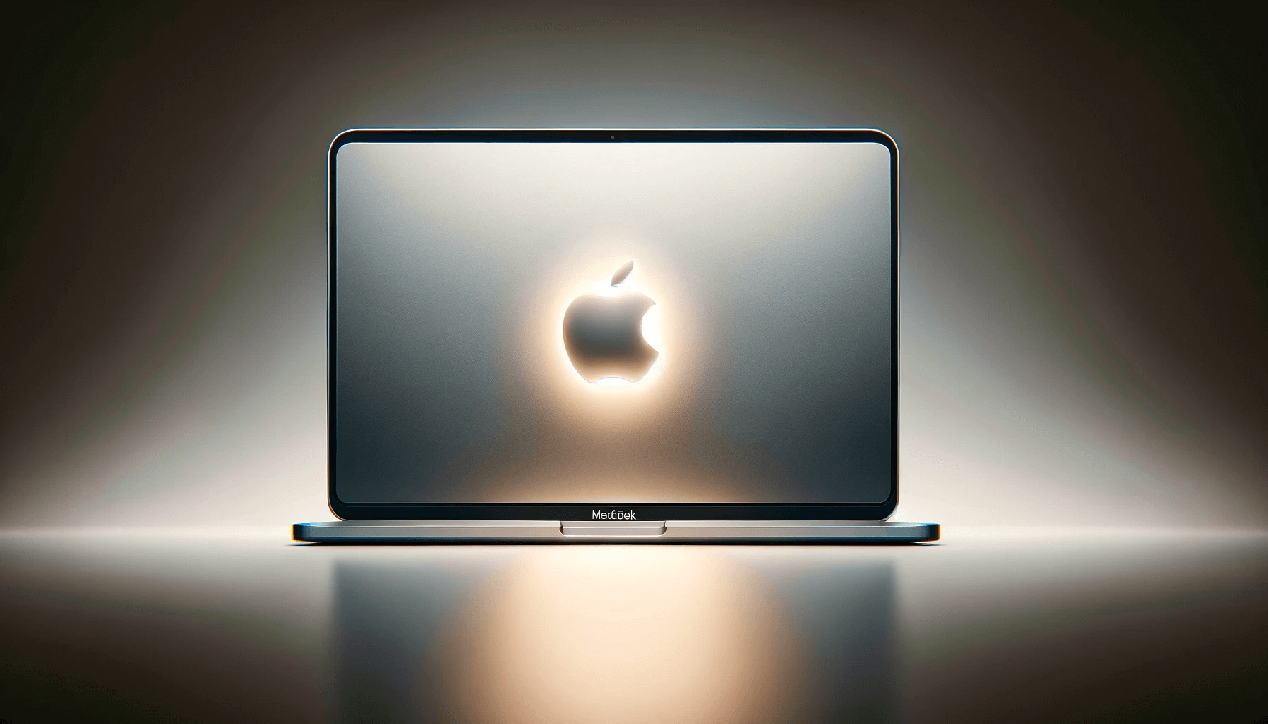 DALL·E 2023 11 17 13.02.43 A digital illustration of the Apple logo on a MacBook. The MacBook is depicted in a realistic style showing its sleek and modern design. The focus of