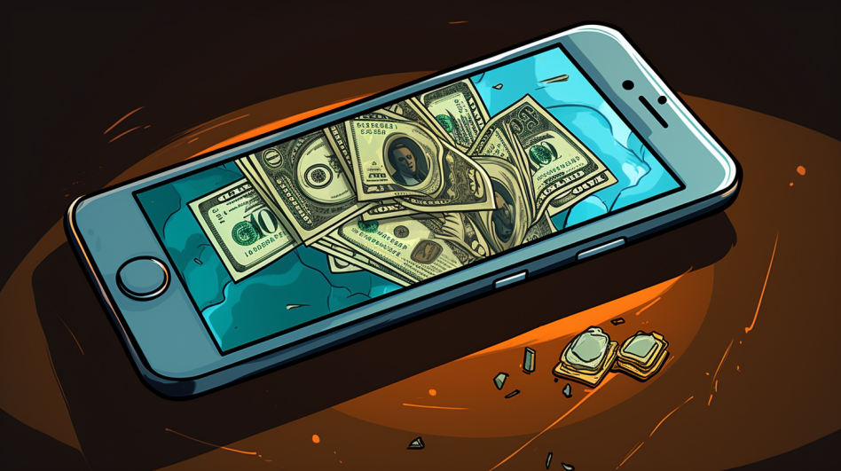 illustration of iphone 5 money in the background 9edec12c 9acc 4798 9da2 c17ceb0e4f52