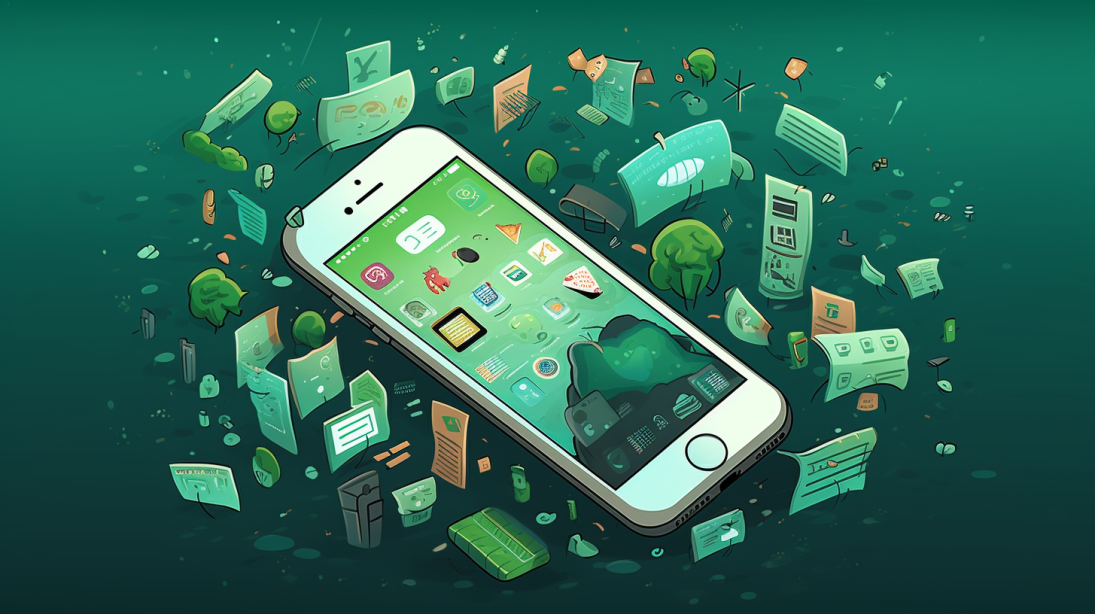 illustration of messages on iphone green backgroun 675609c6 bc81 4e6f b76b f958d711226f